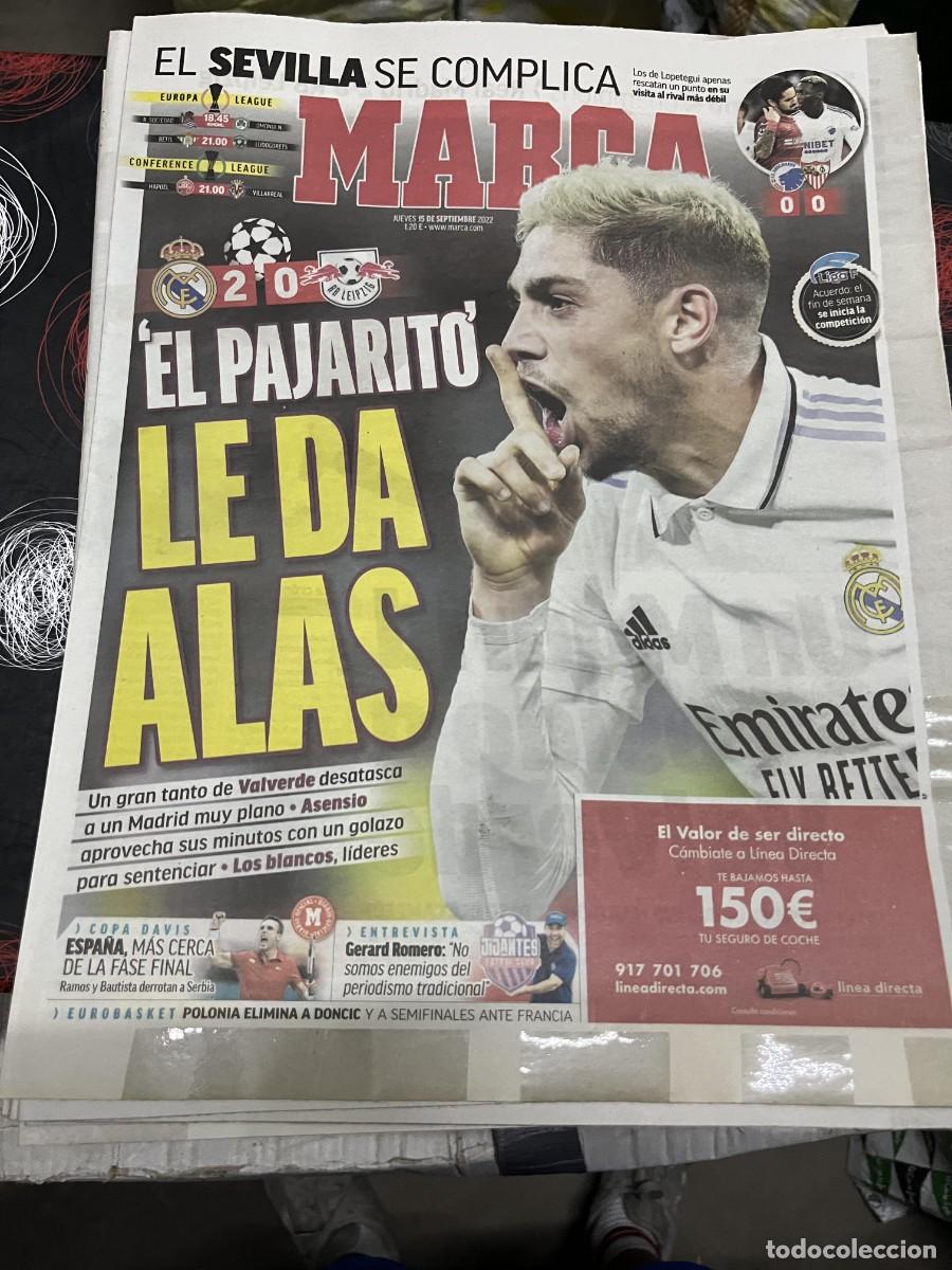 Coleccionismo deportivo: MARCA (15-9-2022) CHAMPIONS REAL MADRID 2-0 LEIPZIG COPENHAGUE 0-0 SEVILLA COPA DAVIS