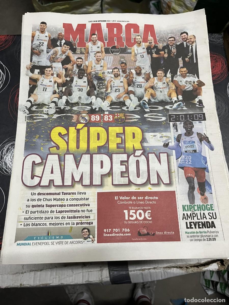 Coleccionismo deportivo: MARCA (26-9-2022) CAMPEON FINAL SUPERCOPA BALONCESTO REAL MADRID 89-83 BARCELONA KIPCHOGE