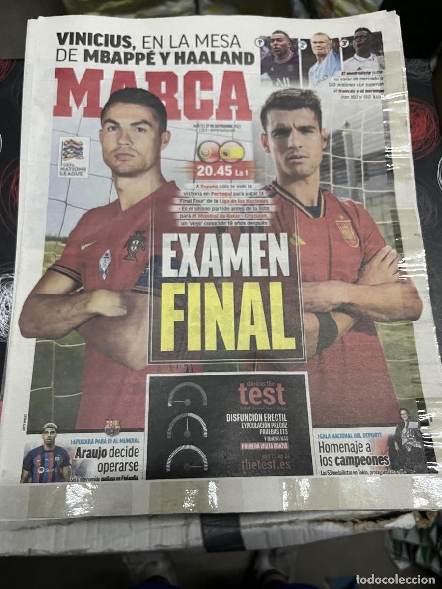 Coleccionismo deportivo: MARCA (27-9-2022) HOY PORTUGAL ESPA&Ntilde;A CRISTIANO RONALDO MORATA VINICIUS MBAPPE HALAAND ARAUJO