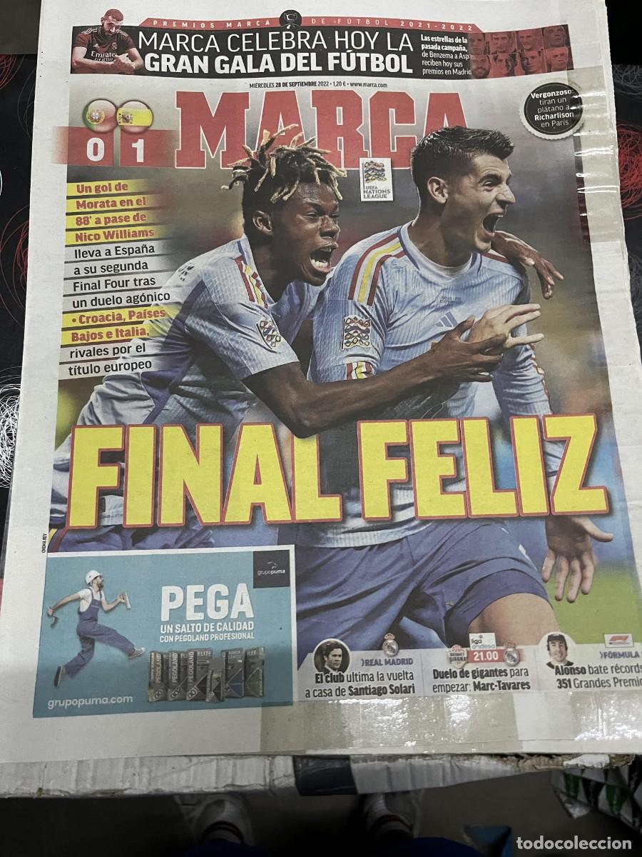 Coleccionismo deportivo: MARCA (28-9-2022) PORTUGAL 0-1 ESPA&Ntilde;A SELECCION ESPA&Ntilde;OLA MORATA NICO WILLIAMS GALA DEL FUTBOL