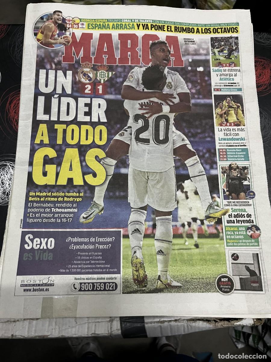 Coleccionismo deportivo: MARCA (4-9-2022) LIDER REAL MADRID 2-1 BETIS R.SOCIEDAD 1-1 ATLETICO JORNADA LIGA SEVILLA 0-3 BAR&Ccedil;A