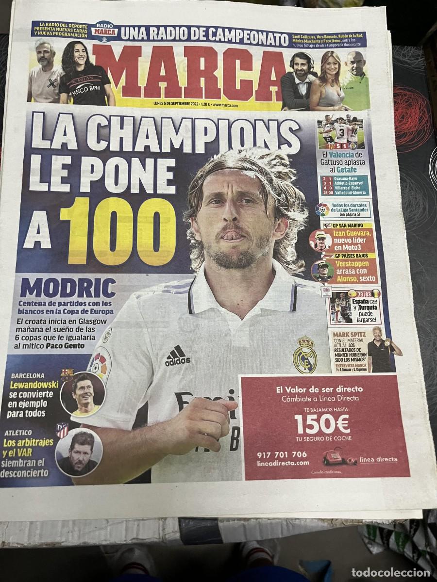 Coleccionismo deportivo: MARCA (5-9-2022) MODRIC REAL MADRID MARK SPITZ VALENCIA 5-1 GETAFE RADIO MARCA VERSTAPPEN