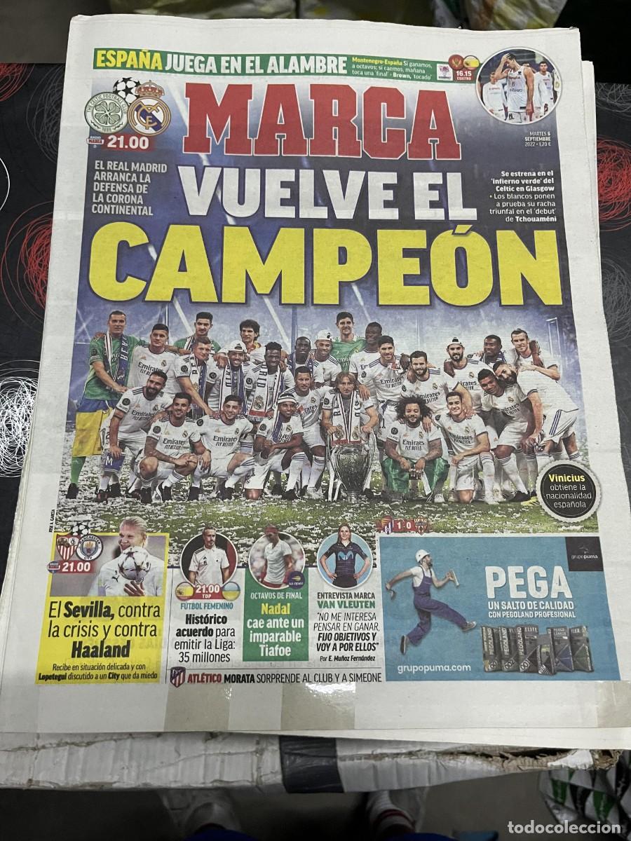 Coleccionismo deportivo: MARCA (6-9-2022) HOY CHAMPIONS CELTIC GLASGOW REAL MADRID SEVILLA MANCHESTER CITY VAN VLEUTEN