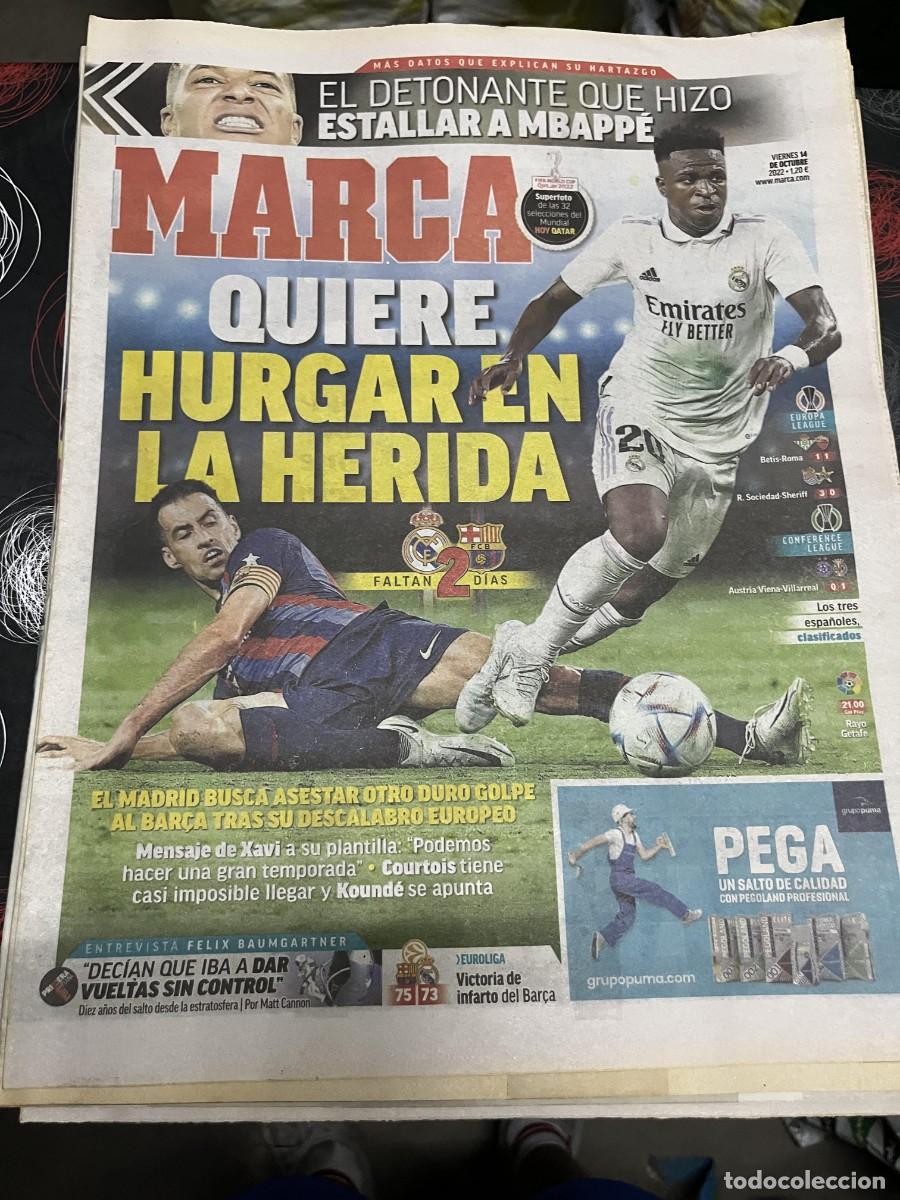 Coleccionismo deportivo: MARCA (14-10-2022) BUSQUETS VINICIUS REAL MADRID BARCELONA BETIS 1-1 ROMA R.SOCIEDAD 3-0 SHERIFF