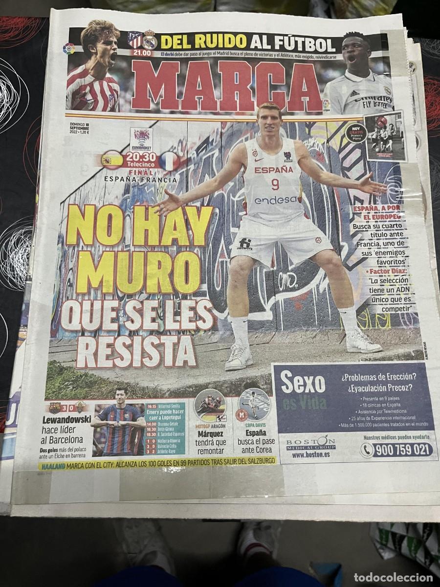 Coleccionismo deportivo: MARCA (18-9-2022) FINAL EUROBASKET ESPA&Ntilde;A FRANCIA HOY DERBI ATLETICO REAL MADRID