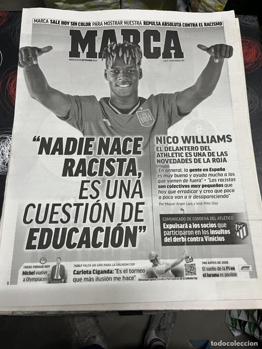 Coleccionismo deportivo: MARCA (21-9-2022) NICO WILLIAMS COMUNICADO ATLETICO MADRID INSULTOS VINICIUS CARLOTA CIGANDA