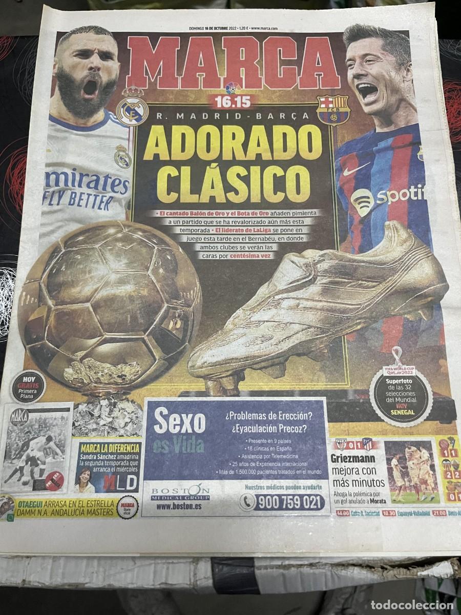 Coleccionismo deportivo: MARCA (16-10-2022) HOY EL CLASICO REAL MADRID BARCELONA BENZEMA LEWANDOWSKI SANDRA SANCHEZ