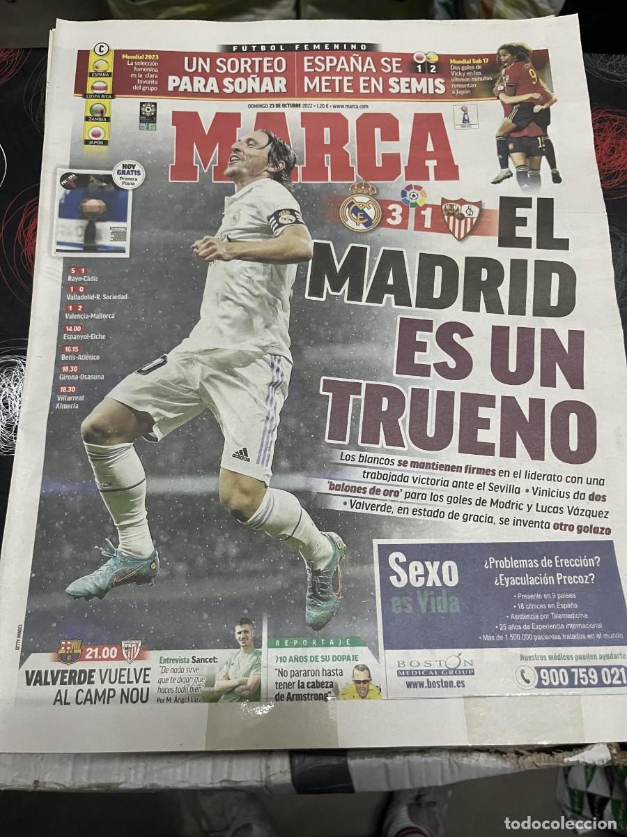 Coleccionismo deportivo: MARCA (23-10-2022) REAL MADRID 3-1 SEVILLA MODRIC FUTBOL FEMENINO MUNDIAL SORTEO JORNADA LIGA