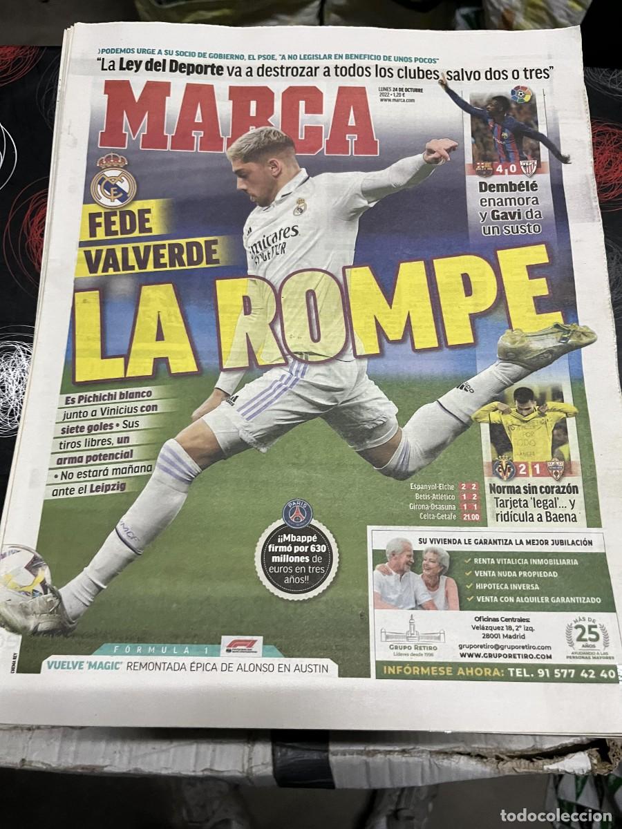 Coleccionismo deportivo: MARCA (24-10-2022) REAL MADRID VALVERDE BARCELONA 4-0 ATHLETIC BILBAO VILLARREAL 2-1 ALMERIA
