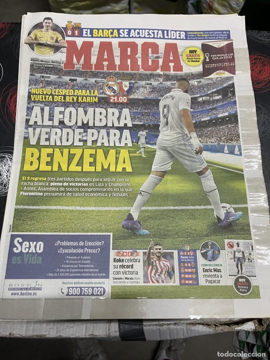 Coleccionismo deportivo: MARCA (2-10-2022) HOY REAL MADRID OSASUNA MALLORCA 0-1 BARCELONA BENZEMA SEVILLA 0-2 ATLETICO