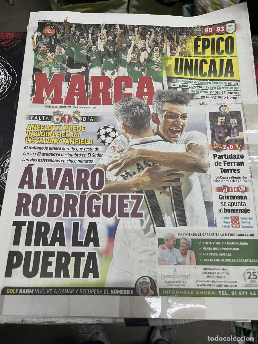 Coleccionismo deportivo: MARCA (20-2-2023) CAMPEON FINAL COPA REY BALONCESTO UNICAJA LENOVO TENERIFE BARCELONA 2-0 CADIZ