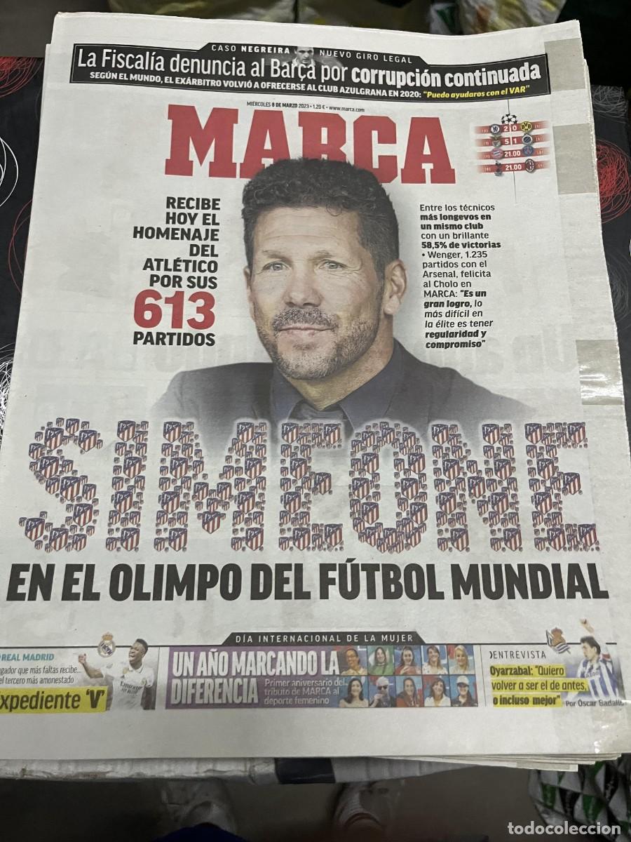 Coleccionismo deportivo: MARCA (8-3-2023) HOMENAJE DIEGO PABLO SIMEONE ATLETICO MADRID CASO NEGREIRA CHAMPIONS
