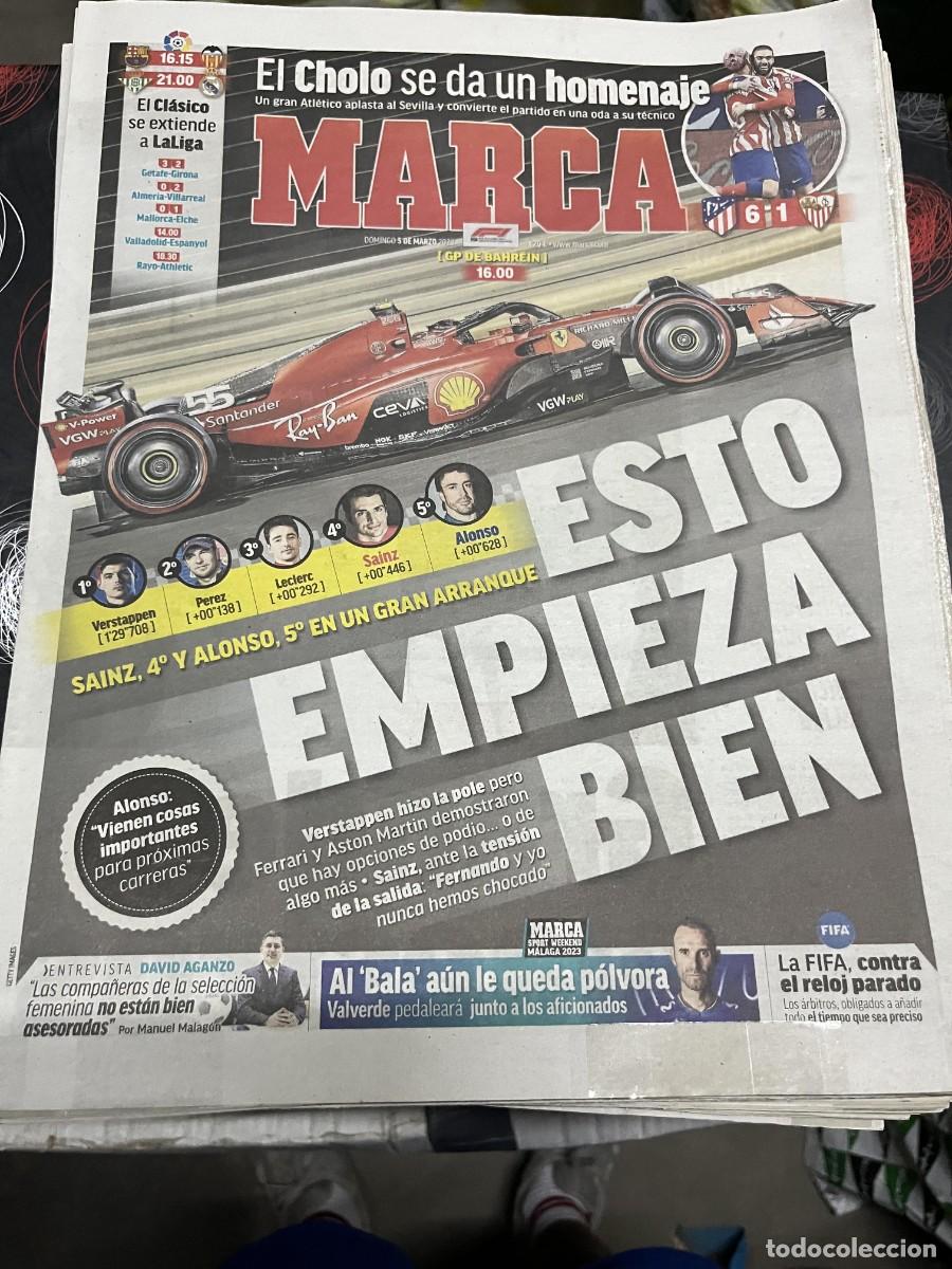 Coleccionismo deportivo: MARCA (5-3-2023)FERNANDO ALONSO ATLETICO MADRID 6-1 SEVILLA HOMENAJE SIMEONE ENTREVISTA DAVID AGANZO