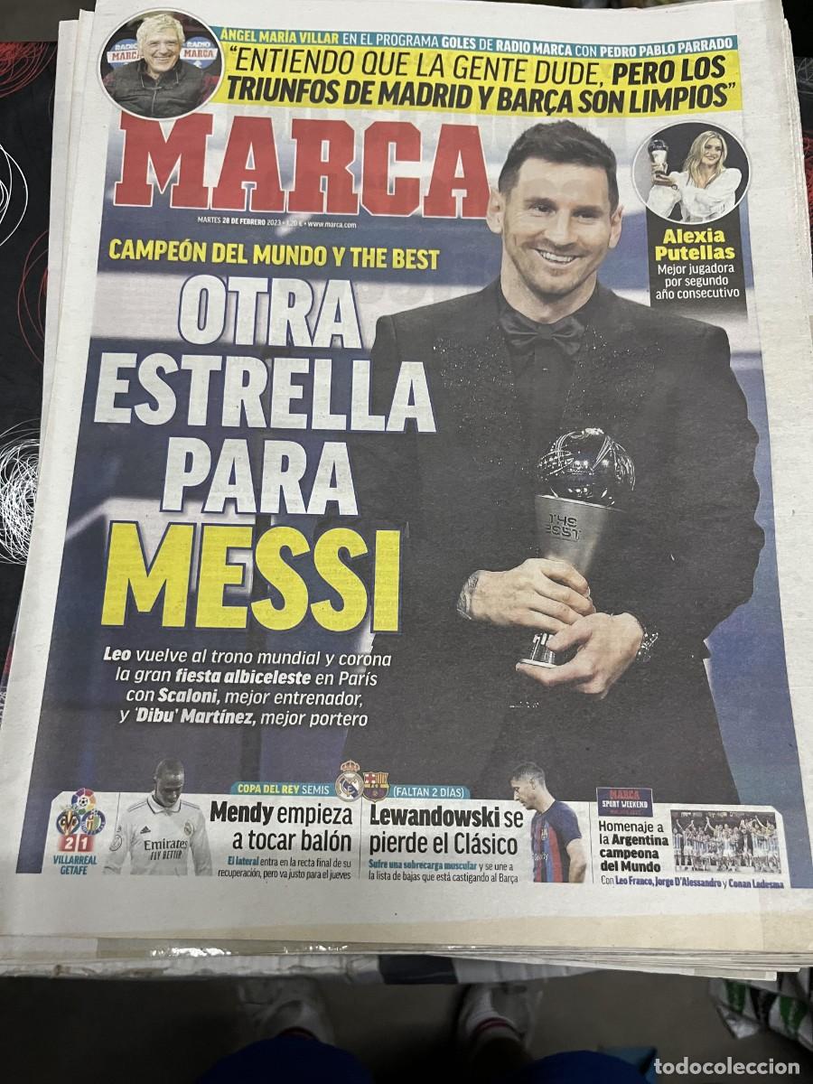 Coleccionismo deportivo: MARCA (28-2-2023) CAMPEON TROFEO THE BEST LIONEL MESSI Y ALEXIA PUTELLAS BARCELONA