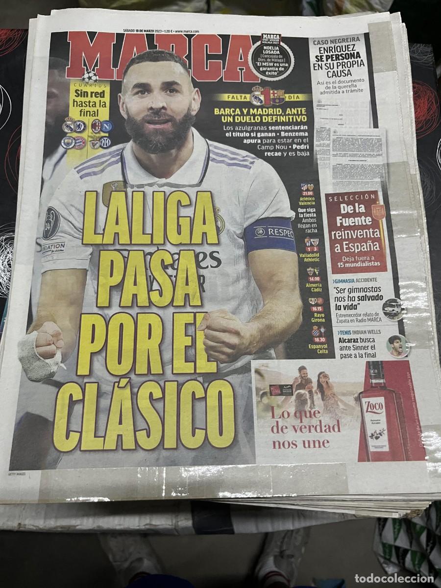 Coleccionismo deportivo: MARCA (18-3-2023) BENZEMA HOY ATLETICO MADRID VALENCIA CASO NEGREIRA VALLADOLID 1-3 ATHLETIC JORNADA