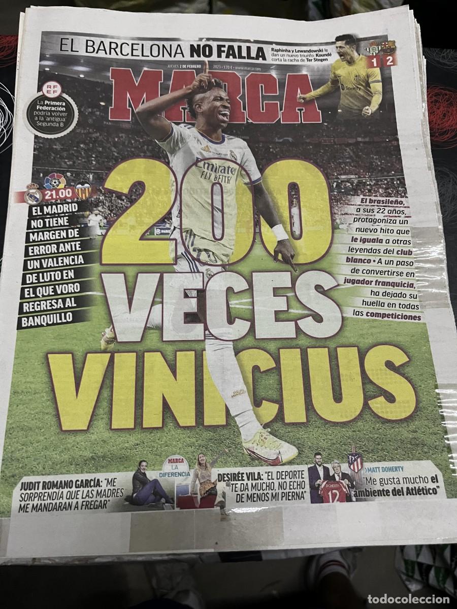Coleccionismo deportivo: MARCA (2-2-2023) REAL MADRID VALENCIA VINICIUS BETIS 1-2 BARCELONA JUDIT ROMANO GARCIA DESIREE VILA