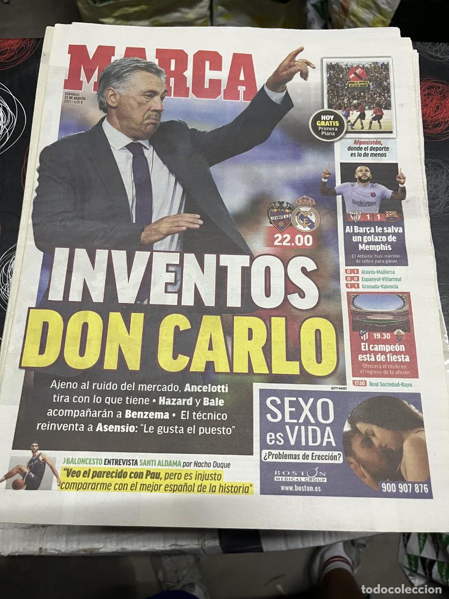 Coleccionismo deportivo: MARCA (22-8-2021) ANCELOTTI HOY LEVANTE REAL MADRID ATHLETIC BILBAO 1-1 BARCELONA JORNADA LIGA