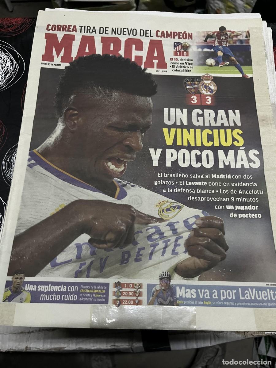 Coleccionismo deportivo: MARCA (23-8-2021) CORREA ATLETICO MADRID 1-0 ELCHE LEVANTE 3-3 REAL MADRID JORNADA LIGA