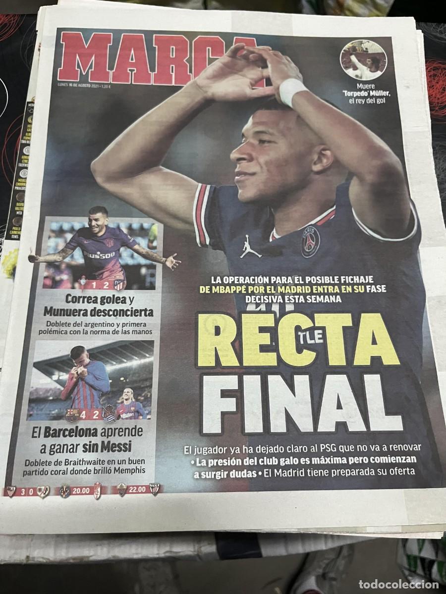 Coleccionismo deportivo: MARCA (16-8-2021) POSIBLE FICHAJE MBAPPE REAL MADRID CELTA 1-2 ATLETICO BARCELONA 4-2 R.SOCIEDAD