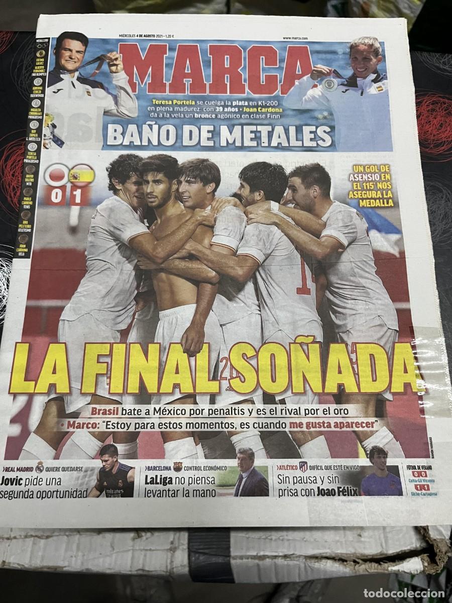 Coleccionismo deportivo: MARCA (4-8-2021) FUTBOL JAPON 0-1 ESPA&Ntilde;A MEDALLA TERESA PORTELA JOAN CARDONA JOAO FELIX JOVIC