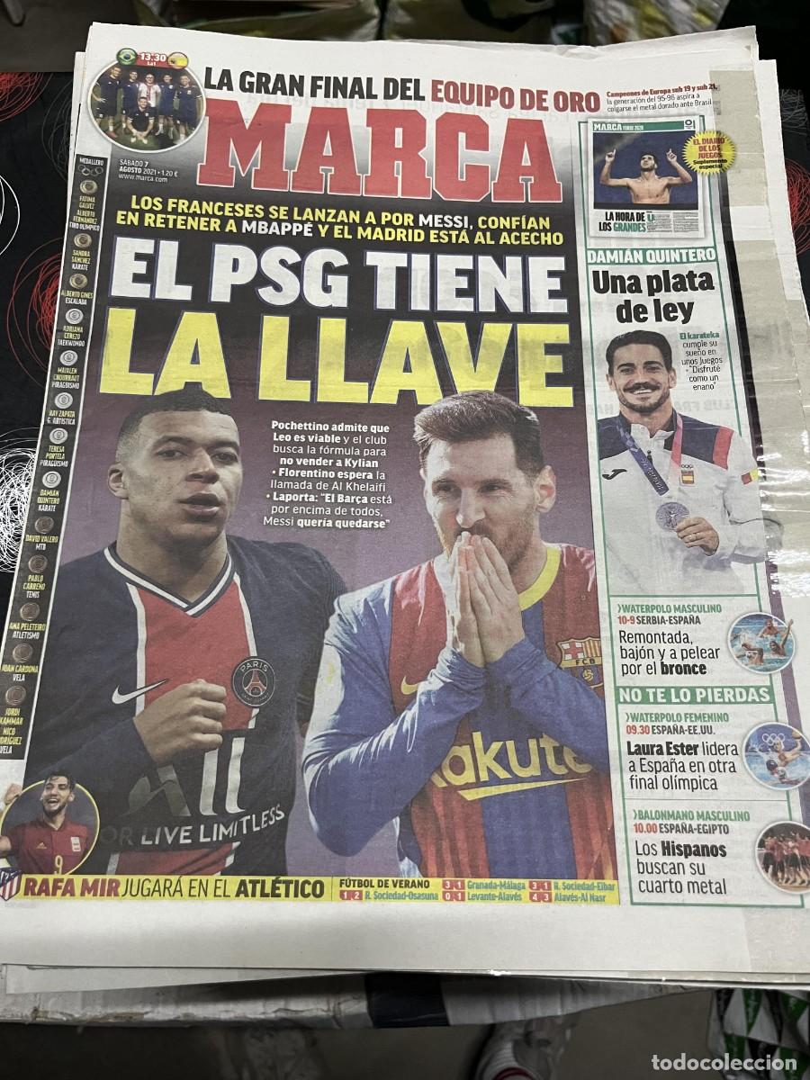 Coleccionismo deportivo: MARCA (7-8-2021) POSIBLE FICHAJE MESSI PSG MBAPPE RAFA MIR ATLETICO MEDALLA DAMIAN QUINTERO