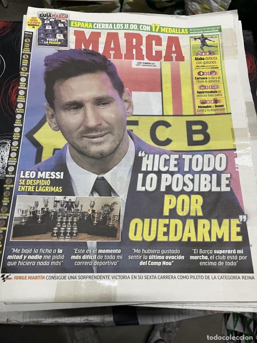 Coleccionismo deportivo: MARCA (9-8-2021) DESPEDIDA BARCELONA LIONEL LEO MESSI REAL MADRID 0-0 MILAN FEYENOORD 2-1 ATLETICO
