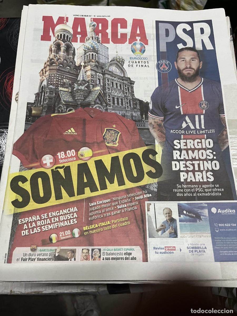 Coleccionismo deportivo: MARCA (2-7-2021) SERGIO RAMOS PSG EUROCOPA EURO HOY SUIZA ESPA&Ntilde;A BELGICA ITALIA