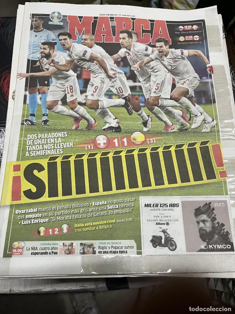 Coleccionismo deportivo: MARCA (3-7-2021) EUROCOPA EURO SUIZA 1-1 ESPA&Ntilde;A BELGICA 1-2 ITALIA HOY UCRANIA INGLATERRA