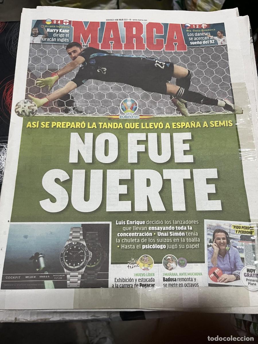 Coleccionismo deportivo: MARCA (4-7-2021) EUROCOPA EURO UCRANIA 0-4 INGLATERRA REPUBLICA CHECA 1-2 DINAMARCA POGACAR