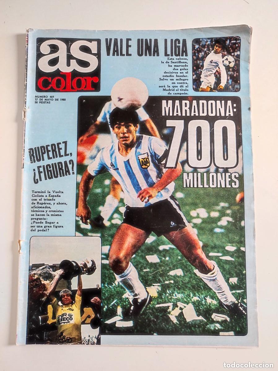 Coleccionismo deportivo: Revista AS Color n&ordm; 469 1980 Diego Maradona poster Dirceu Pereira Atletico de Madrid 79-80
