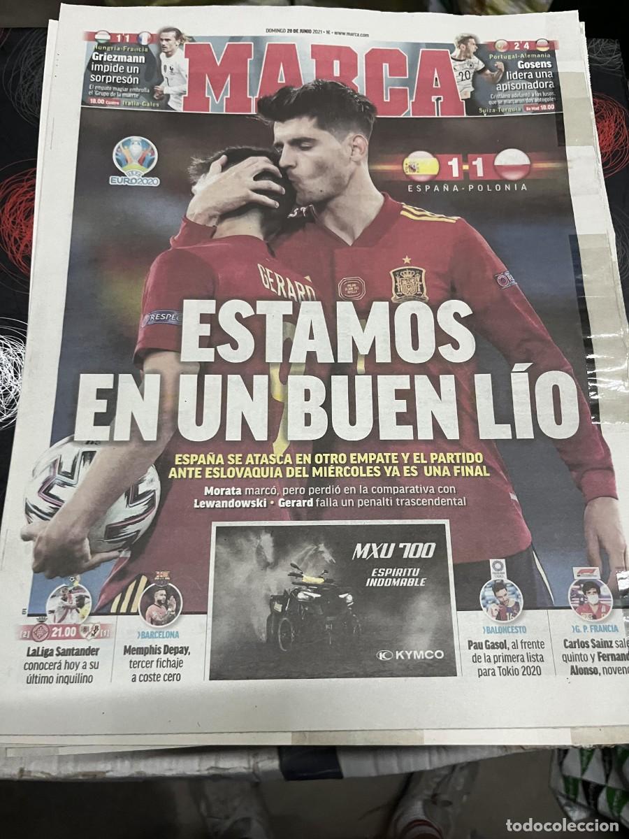 Coleccionismo deportivo: MARCA (20-6-2021) EURO EUROCOPA ESPA&Ntilde;A 1-1 POLONIA GIRONA RAYO VALLECANO ASCENSO PRIMERA