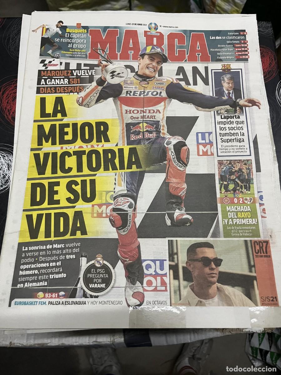 Coleccionismo deportivo: MARCA (21-6-2021) EURO EUROCOPA VICTORIA MARC MARQUEZ LAPORTA BUSQUETS GIRONA 0-2 RAYO ASCENSO