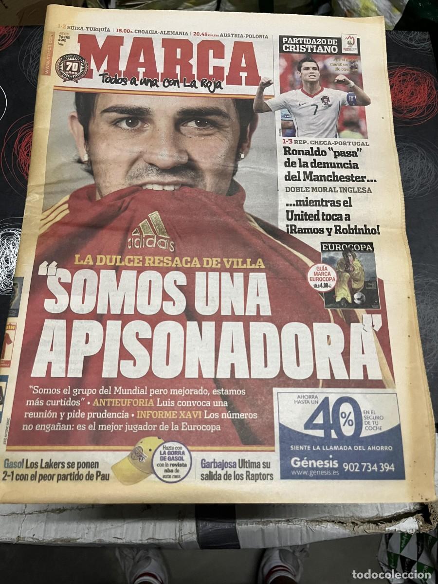 Coleccionismo deportivo: MARCA (12-6-2008) DAVID VILLA CRISTIANO RONALDO REPUBLICA CHECA 1-3 PORTUGAL MANCHESTER UNITED