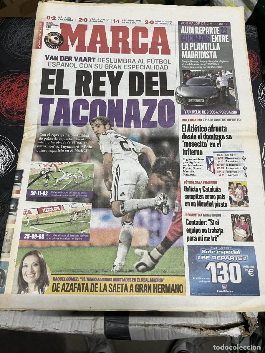 Coleccionismo deportivo: MARCA (26-9-2008) VAN DER VAART REAL MADRID JORNADA LIGA MALAGA 0-2 VALENCIA VALLADOLID 2-0 ALMERIA