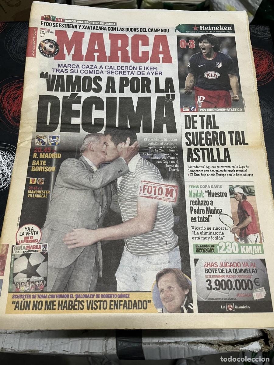 Coleccionismo deportivo: MARCA (17-9-2008) PSV 0-3 ATLETICO MADRID ANTONIO CALDERON IKER CASILLAS REAL MADRID BOTE BORISOV