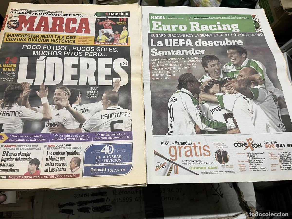 Coleccionismo deportivo: MARCA (18-9-2008) REAL MADRID 2-0 BATE BORISOV EURO RACING SANTANDER CRISTIANO RONALDO KUN AGUERO