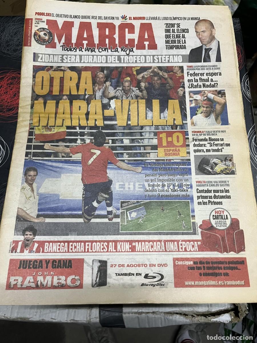 Coleccionismo deportivo: MARCA (7-9-2008) SELECCION ESPA&Ntilde;OLA ESPA&Ntilde;A 1-0 BOSNIA DAVID VILLA