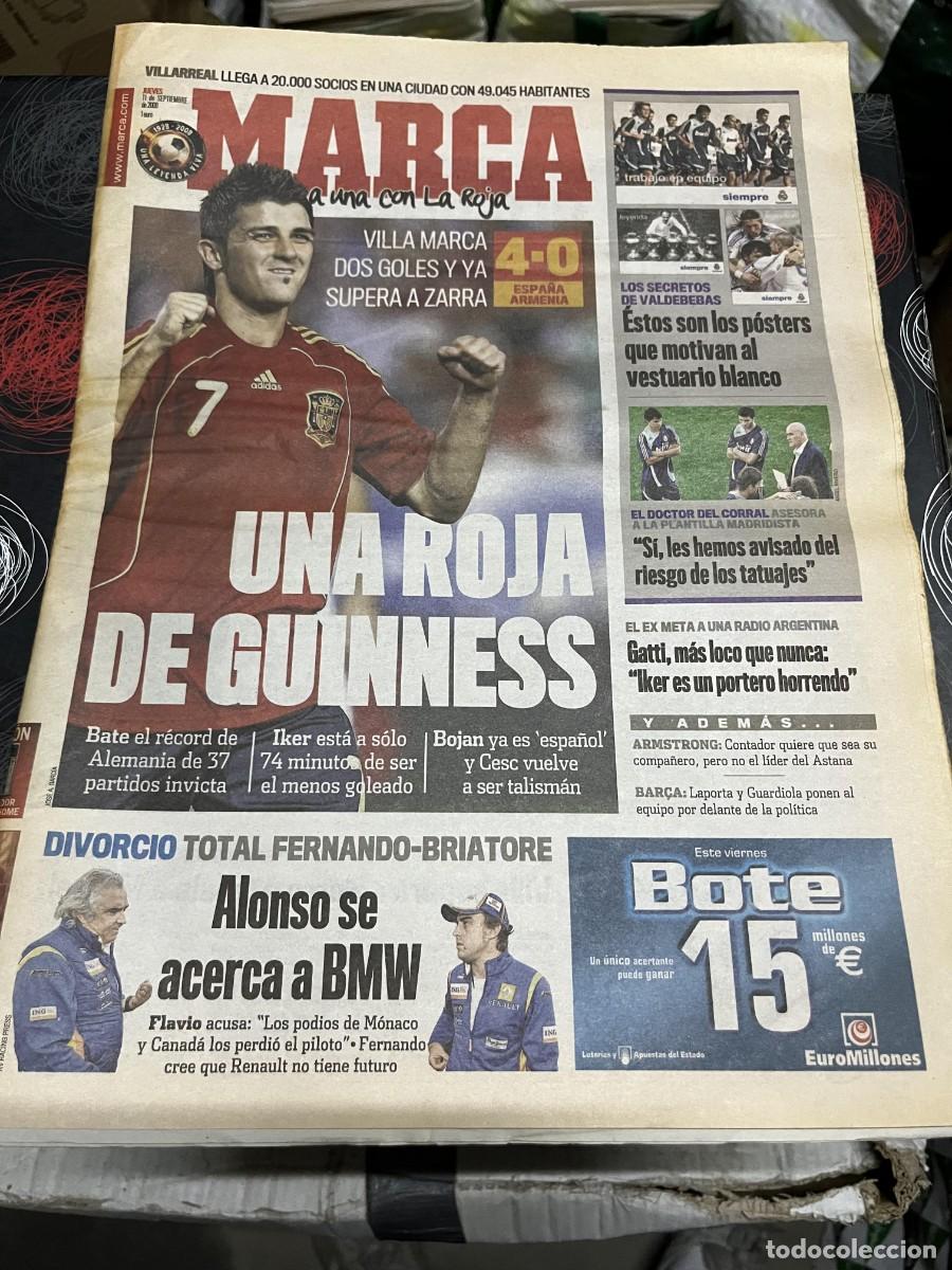 Coleccionismo deportivo: MARCA (11-9-2008) ESPA&Ntilde;A 4-0 ARMENIA DAVID VILLA FERNANDO ALONSO BMW VILLARREAL