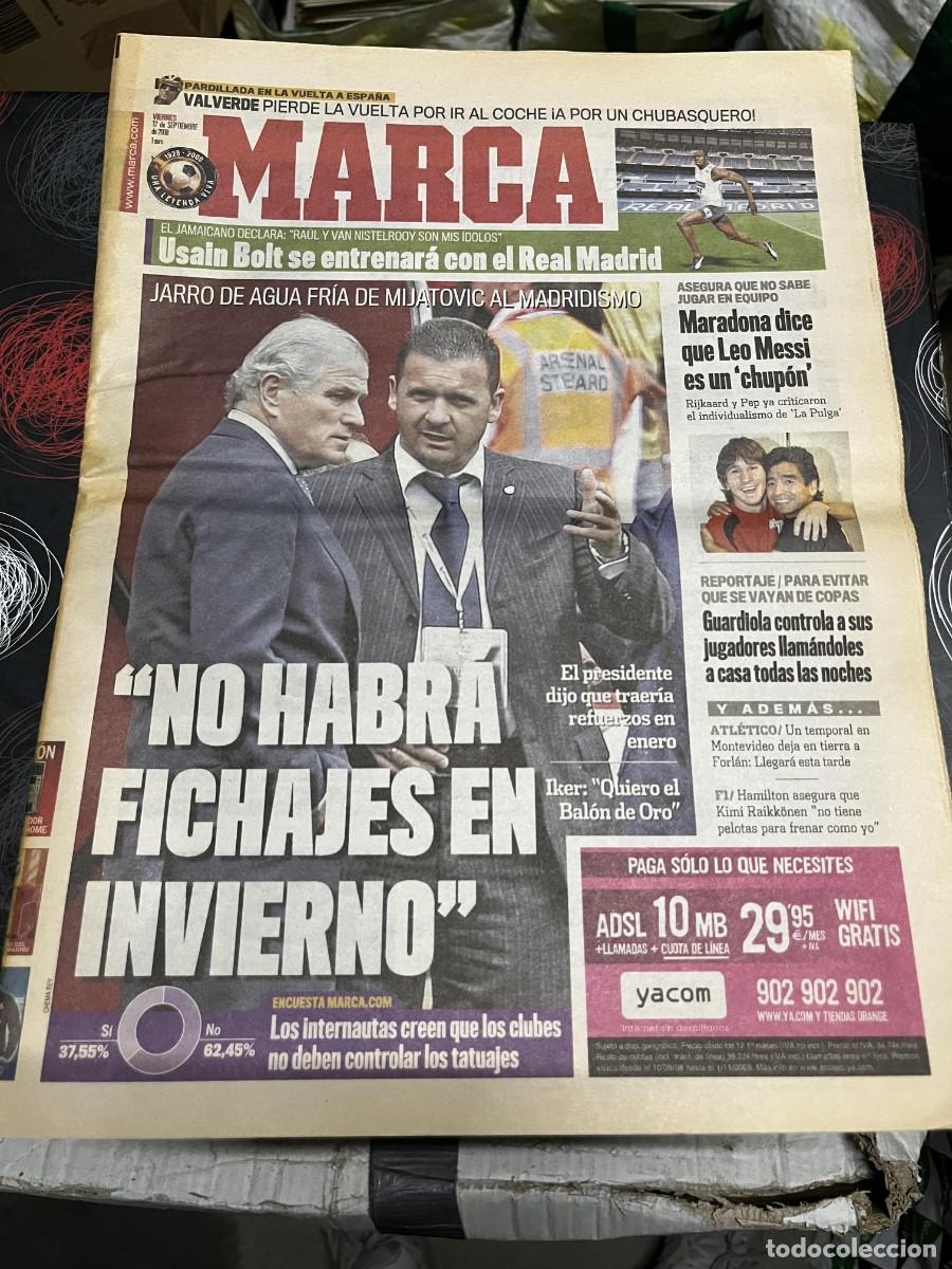 Coleccionismo deportivo: MARCA (12-9-2008) RAMON CALDERON MIJATOVIC REAL MADRID USAIN BOLT VALVERDE MESSI MARADONA GUARDIOLA