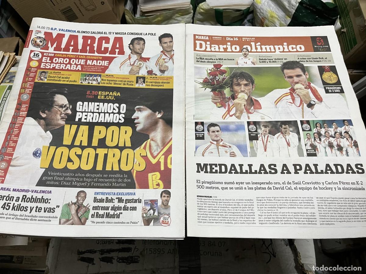 Coleccionismo deportivo: MARCA (24-8-2008) HOY FINAL BALONCESTO ESPA&Ntilde;A USA ORO SAUL CRAVIOTTO CARLOS PEREZ