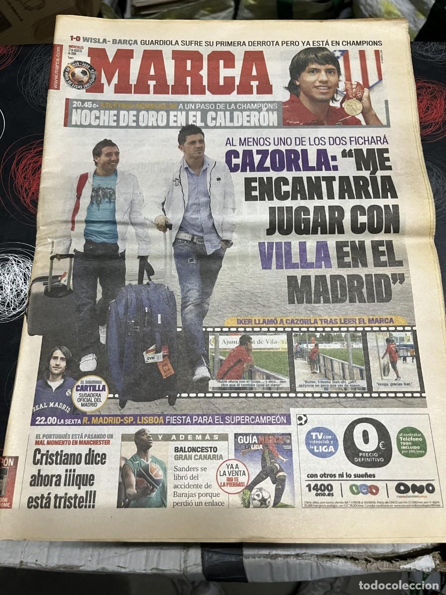 Coleccionismo deportivo: MARCA (27-8-2008) KUN AGUERO CAZORLA POSIBLE FICHAJE REAL MADRID DAVID VILLA ATLETICO MADRID