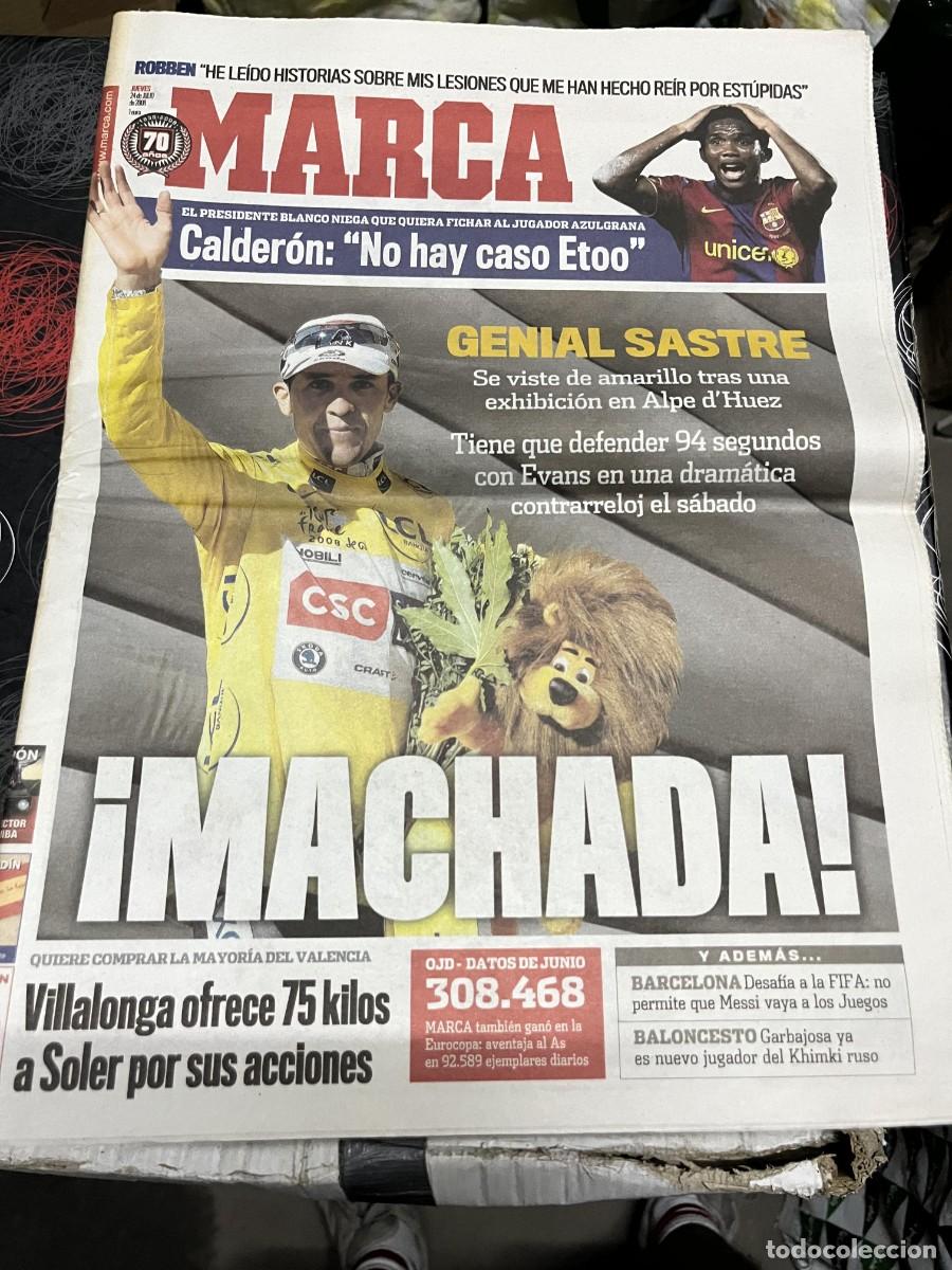 Coleccionismo deportivo: MARCA (24-7-2008) RAMON CALDERON ETOO BARCELONA CARLOS SASTRE ALPE D'HUEZ TOUR LARISA LATYNINA