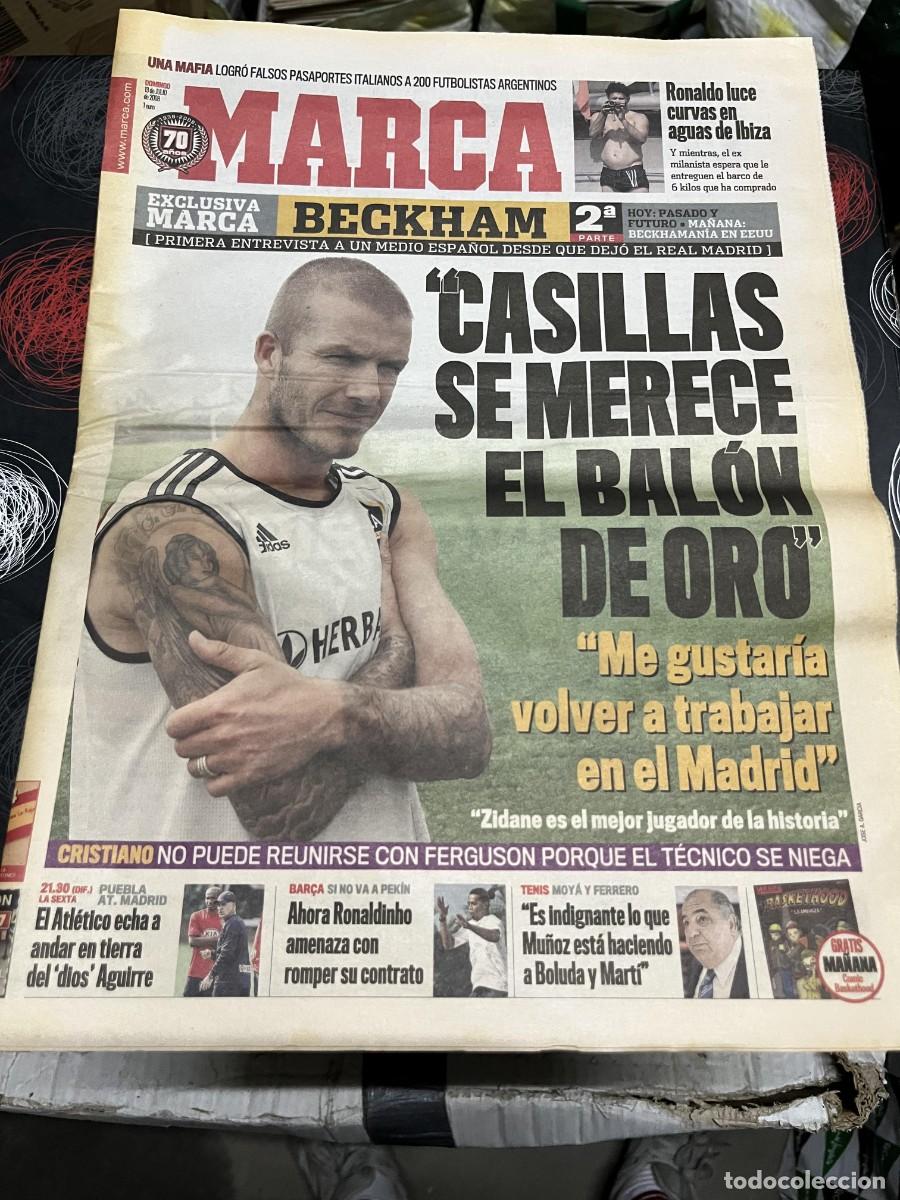 Coleccionismo deportivo: MARCA (13-7-2008) ENTREVISTA BECKHAM CRISTIANO RONALDO HOY PUEBLA ATLETICO TORRE EIFFEL