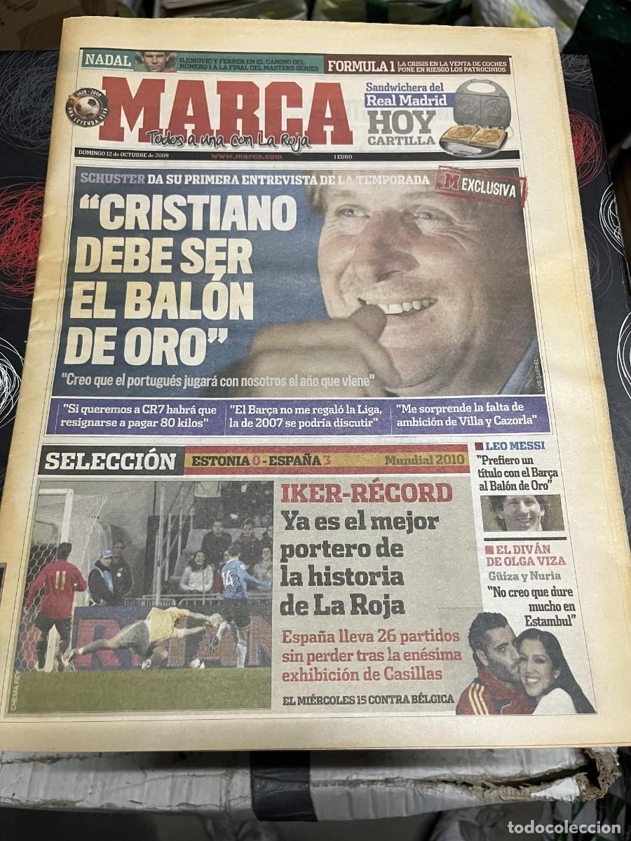 Coleccionismo deportivo: MARCA (12-10-2008) SCHUSTER CRISTIANO RONALDO RECORDA CASILLAS ESTONIA 0-3 ESPA&Ntilde;A
