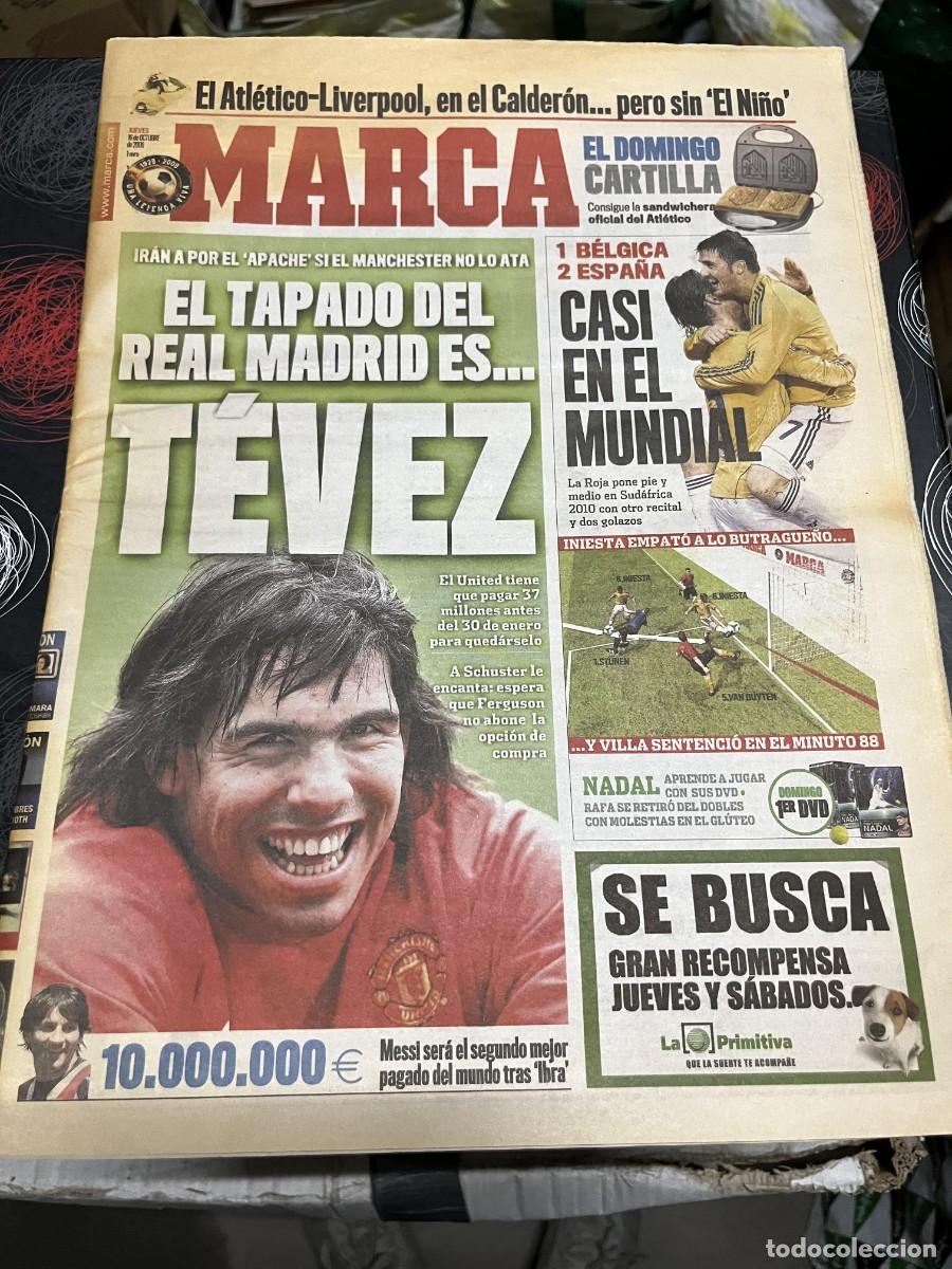 Coleccionismo deportivo: MARCA (16-10-2008) CARLOS TEVEZ BELGICA 1-2 ESPA&Ntilde;A SELECCION ESPA&Ntilde;OLA MESSI
