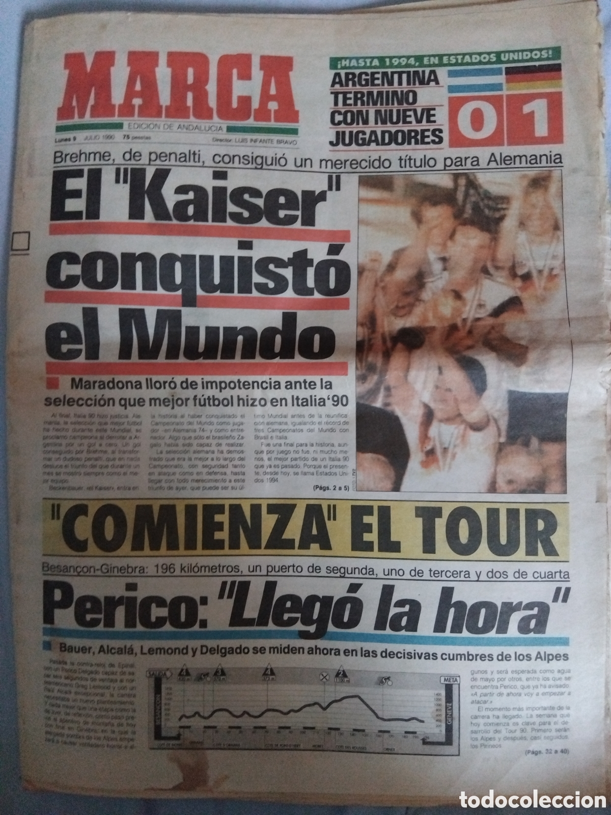 Coleccionismo deportivo: Periodico Final Mundial 1990