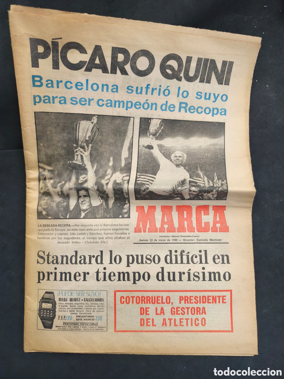 Coleccionismo deportivo: MARCA, Barcelona recopero Campe&oacute;n, P&iacute;caro Quini, 1982