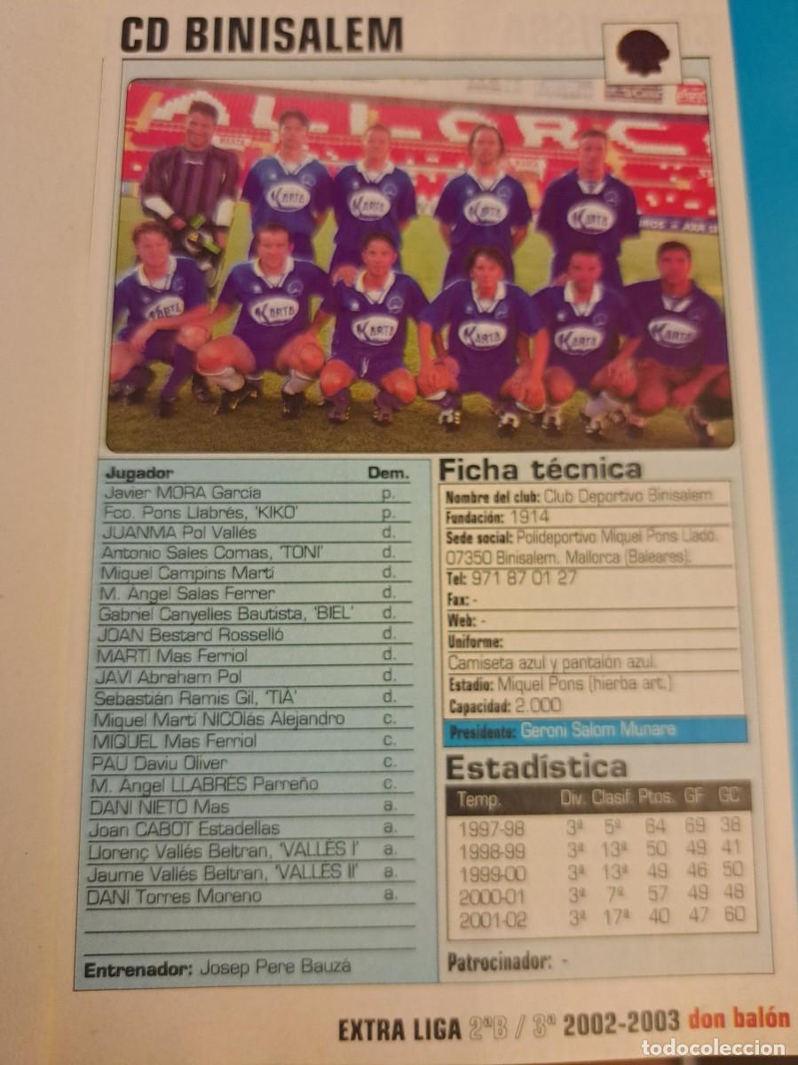 Sports collectibles: Foto plantilla y jugadores Don Bal&oacute;n 2002-03. CD Binisalem