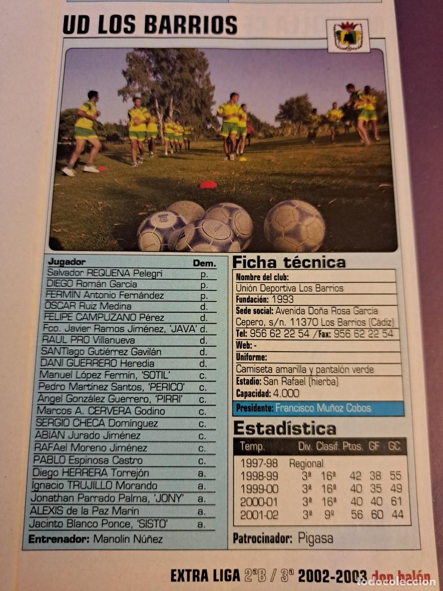 Sports collectibles: Foto plantilla y jugadores Don Bal&oacute;n 2002-03. UD Los Barrios