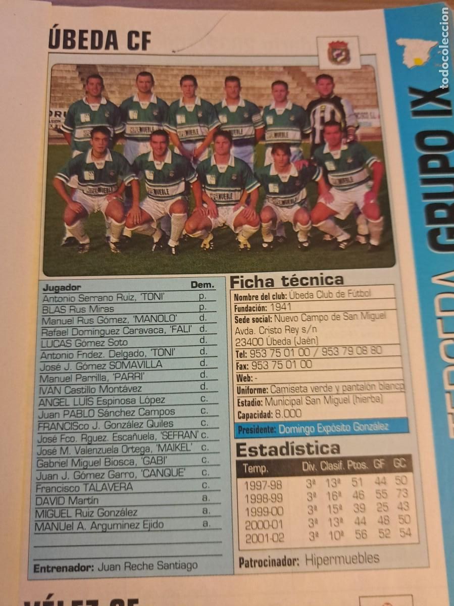 Sports collectibles: Foto plantilla y jugadores Don Bal&oacute;n 2002-03. &Uacute;beda CF
